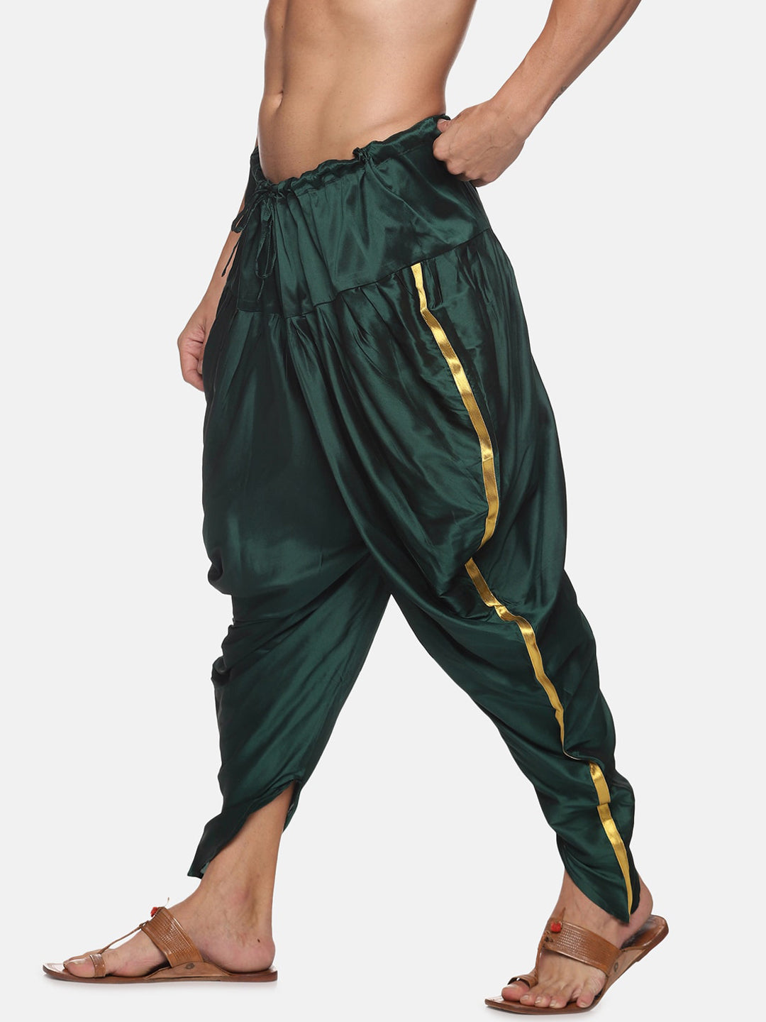 Sethukrishna Men Dark-Green Solid Dhoti Pants | Swadesiicart