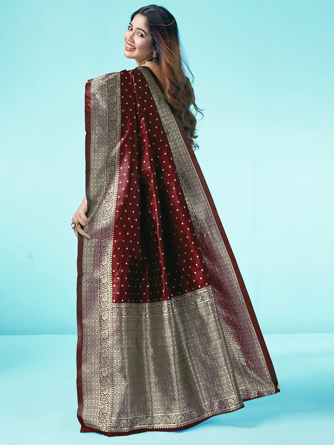 Kalini Ethnic Motifs Zari Art Silk Banarasi Saree | Swadesiicart