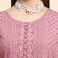 Kalini Round Neck Paisley Embroidered Chikankari Georgette Kurta | Swadesiicart