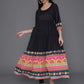 Aks Ethnic Motifs Printed Round Neck Tiered Anarkali Kurta