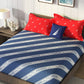 Nautica Blue & Red Striped Cotton 160 TC King Bedsheet With 2 Pillow Covers - Swadesiicart