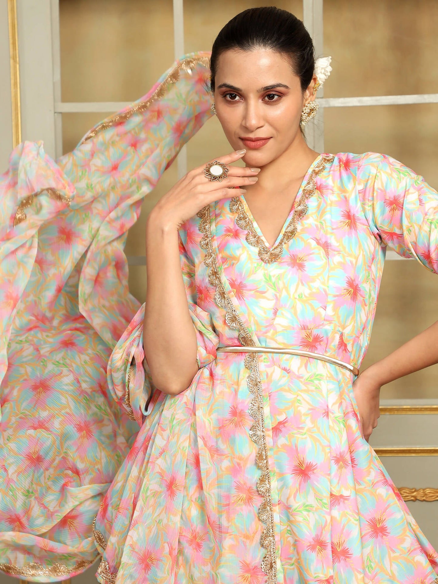 Pomcha Jaipur Pink Saadgi Gulistan Sharara Set | Swadesiicart