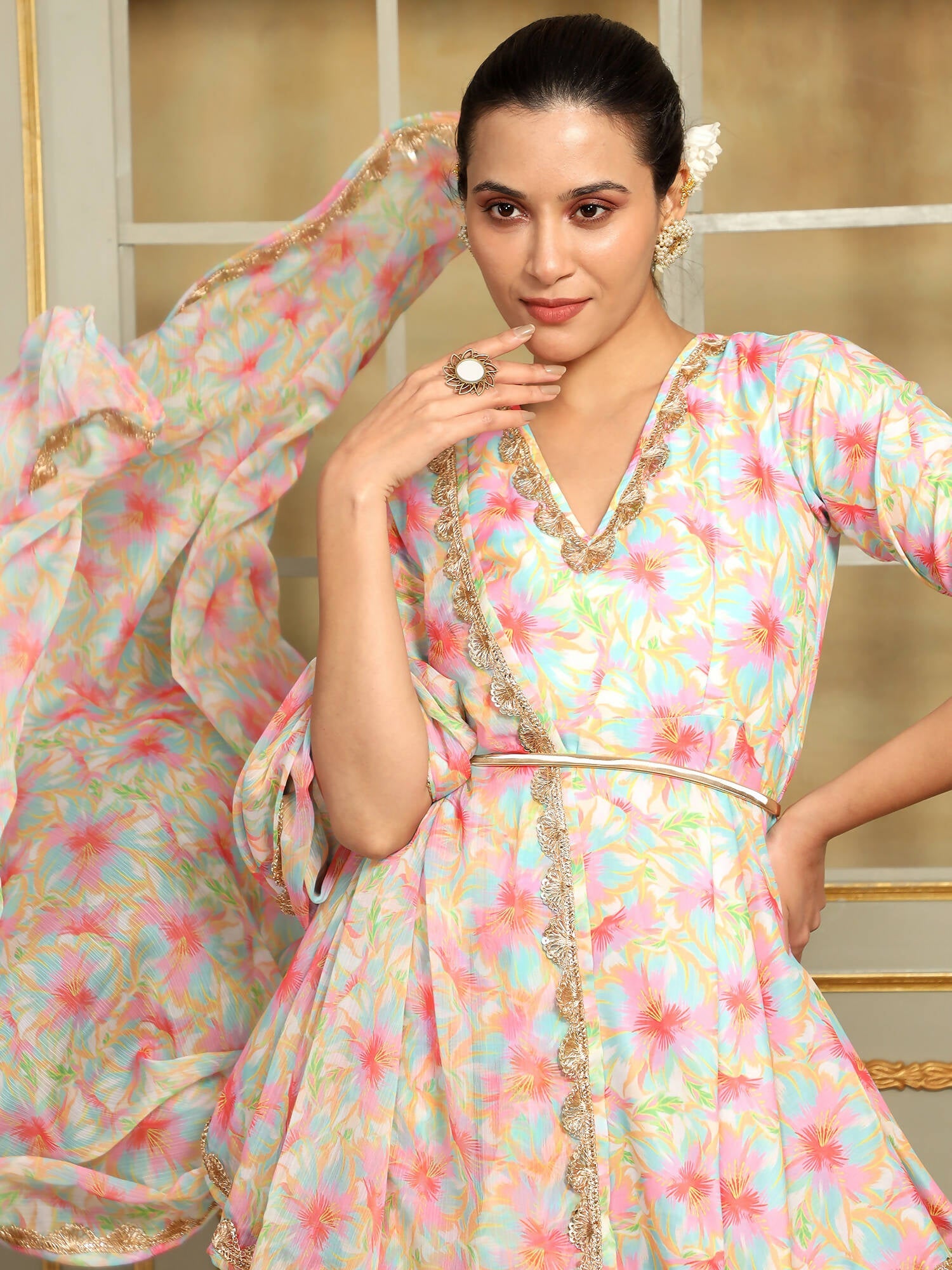 Pomcha Jaipur Pink Saadgi Gulistan Sharara Set | Swadesiicart