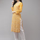 ADA Women Mustard Yellow Embroidered Regular Chikankari Handloom Kurta with Palazzos | Swadesiicart