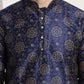 Sojanya Men Navy Blue & Golden Ethnic Motifs Printed Indigo Kurta | Swadesiicart
