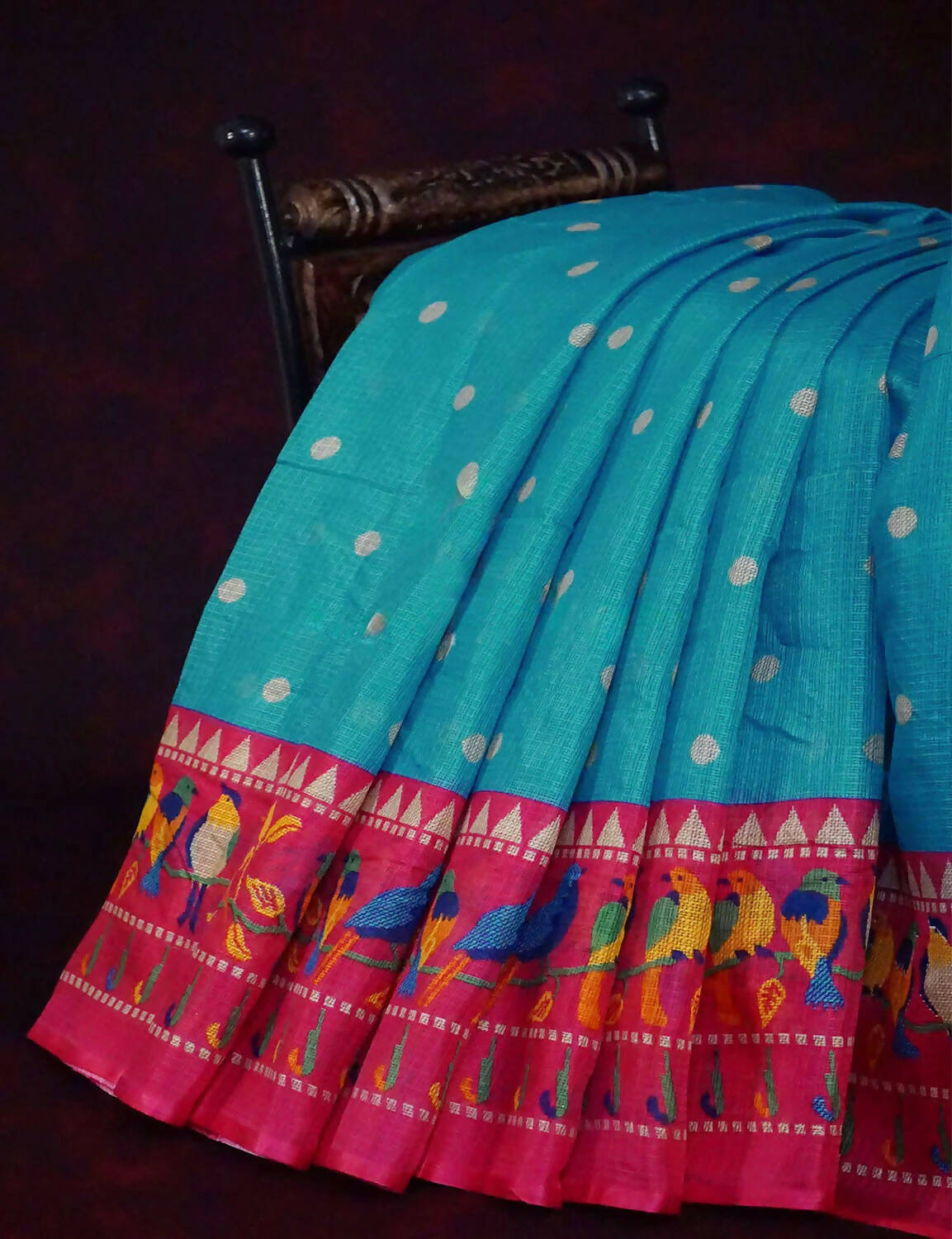 Rama Green Geometrical Design Semi Soft Silk Kota Saree By Gayathri Reddy Designer Studio | Swadesiicart