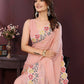 Ai Fashion Cream Soft Star Georgette Embroidery Party Wear Saree