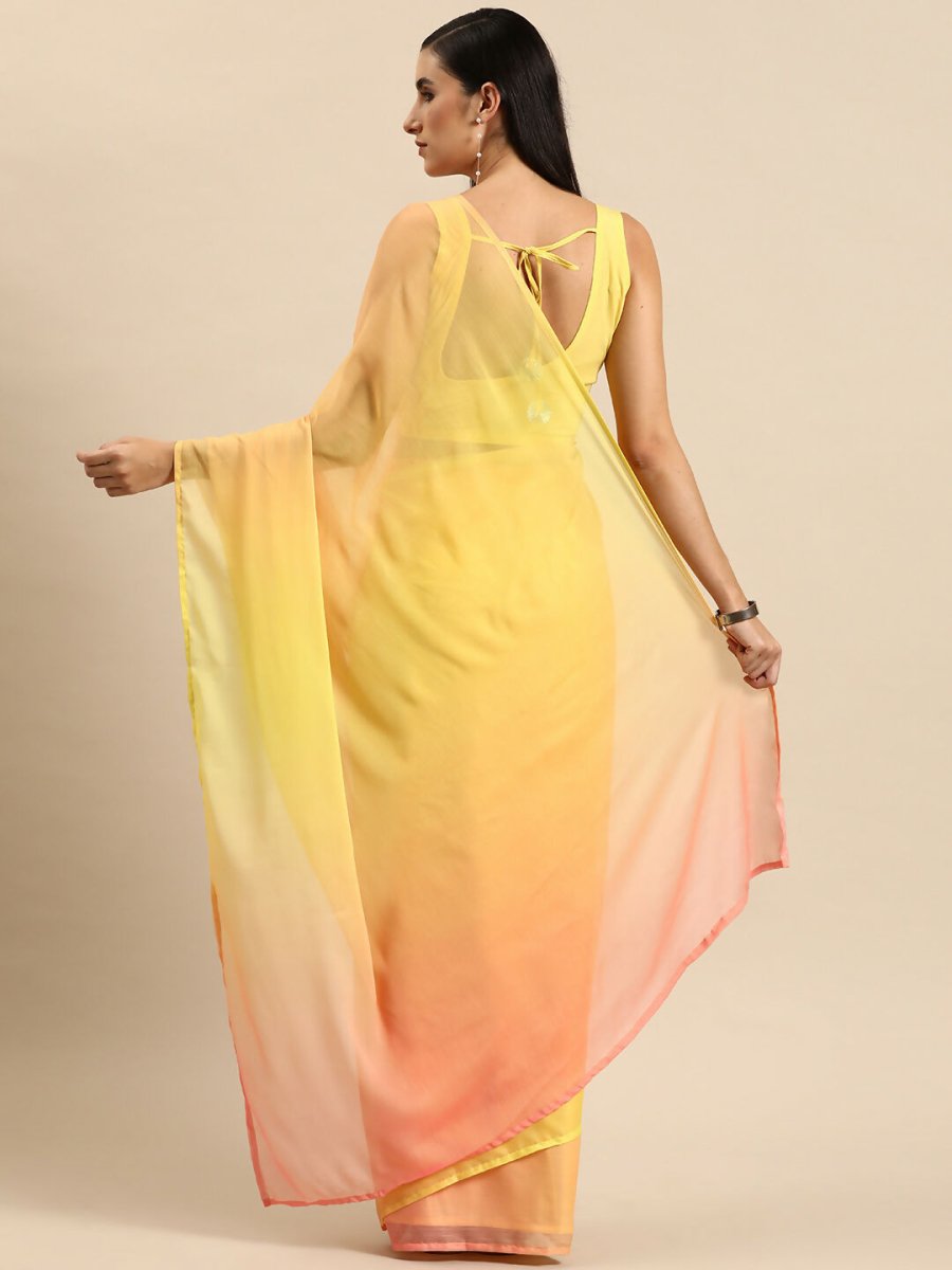 Ahalyaa Women's Traditional Semi Stitch Saree - Yellow | Swadesiicart
