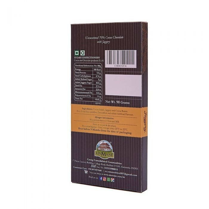 Ainmane 70% Cocoa Jaggery Dark Chocolate - Swadesiicart