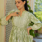 Juniper Women's Green Rayon Floral Printed Short Tiered Dress | Swadesiicart