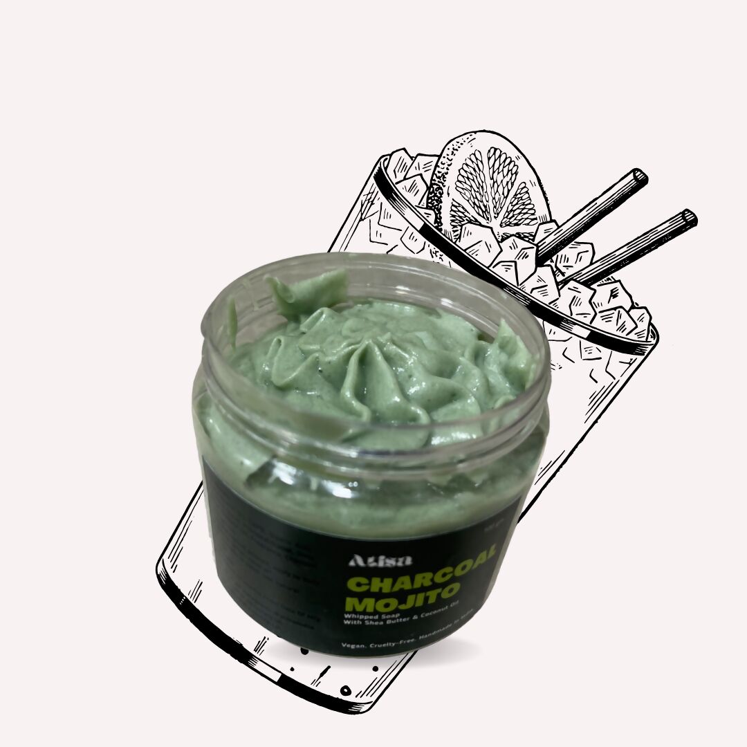 Atisa Charcoal Mojito Whipped Soap | Swadesiicart
