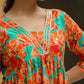 Janasya Orange Cotton Floral Kurta & Bottom | Swadesiicart