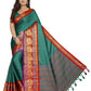 Vamika Banarasi Silk Rama Green Weaving Saree | Swadesiicart