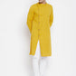 Even Apparels Yellow Pure Cotton Men's Sherwani Kurta With Asymetrical Cut | Swadesiicart
