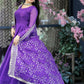 Jyoti Fashion Women's Purple Tabby Silk Designer Kurta with Trouser & Dupatta | Swadesiicart