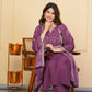 Wine Viscose Chanderi Embroidered Stitched Suit With Dupatta - Tanisha | Swadesiicart