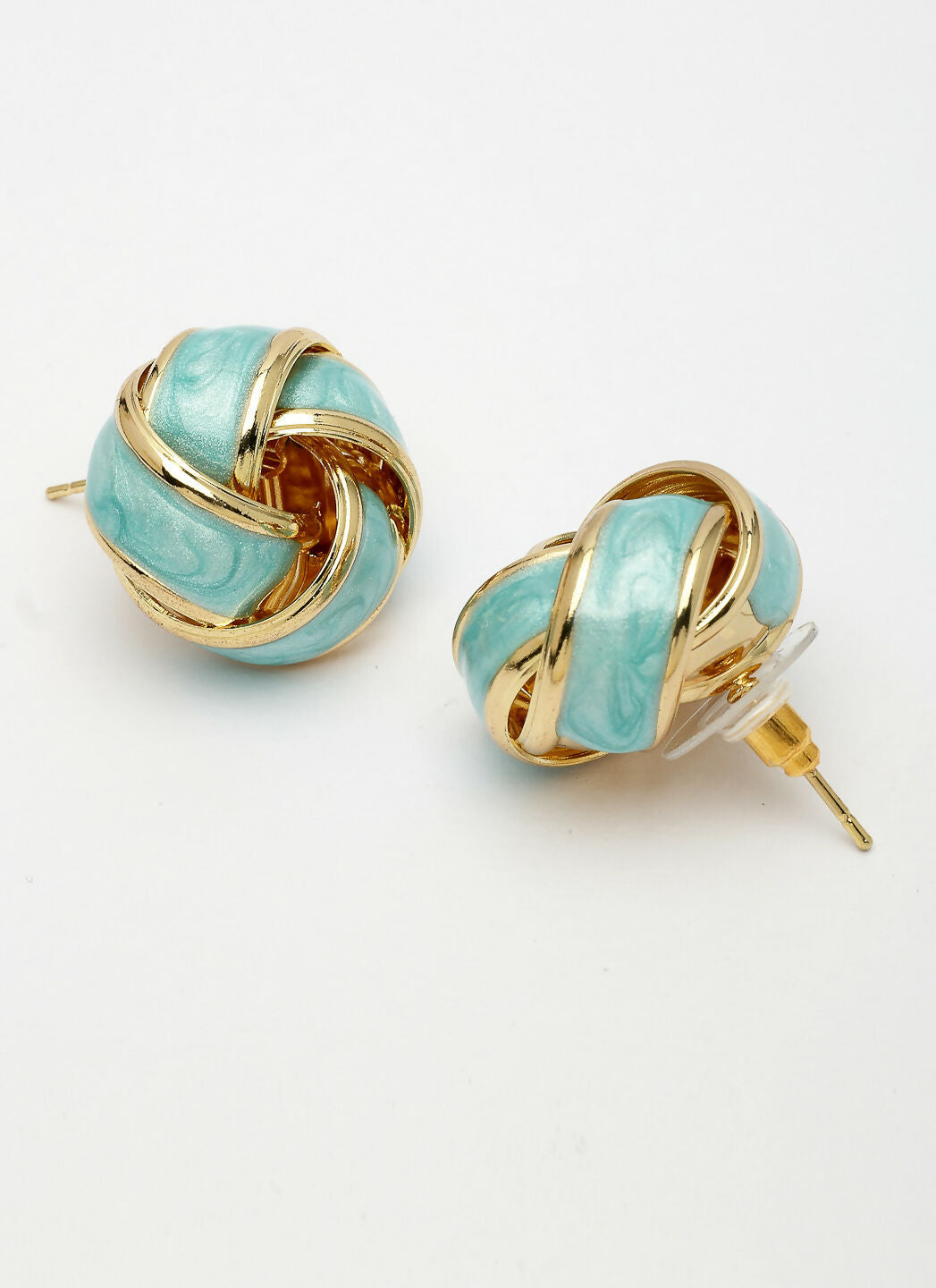 NVR Women's Turquoise Blue Floral Shape Stud Earrings | Swadesiicart