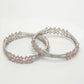 NVR Women's Set of 2 Silver-Plated American Diamond Handcrafted Bangles - Swadesiicart