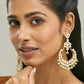 Nuyug 22K Gold-Plated Elegant Kundan Studded & Beaded Floral Chandbali Earrings | Swadesiicart