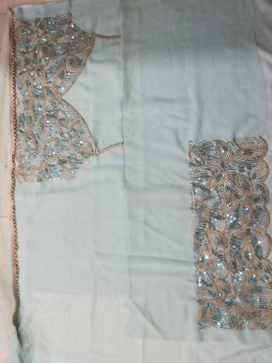 Jyoti Fashion Glamorous Turquoise Crush Work, Sequins, Zari with Dori Embroidered Faux Georgette Lehenga Choli with Dupatta | Swadesiicart