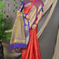 Jyoti Fashion Women's Red Kanjivaram Silk Zari Woven Saree with Blouse | Swadesiicart