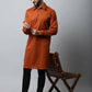 Even Apparels Brown Color Pure Cotton Solid Men's Kurta With Shirt Collar (SLD1137) | Swadesiicart