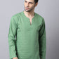 Even Apparels Green Pure Cotton Round Neck Slit Men's Kurta | Swadesiicart