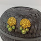 Terracotta Lakshmi Devi Studs With Dangles-Golden Green