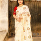 Cream Cotton Blend Warli Saree with Unstitched Blouse - Hiral Fashion | Swadesiicart