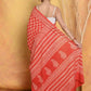 Very Much Indian Handblock Printed Cotton Saree With Natural Dyes - Orange | Swadesiicart