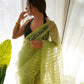 Vamsee Devika Green Organza Silk Saree - Swadesiicart