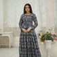 Aayaa Printed Faux Georgette with Embroidery Thread Sequins work Gown - Multi Color