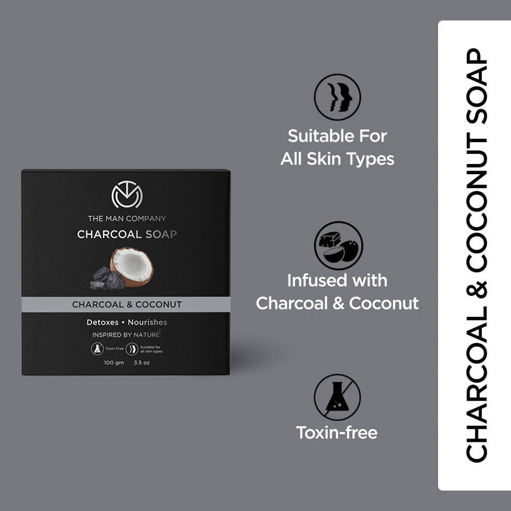 The Man Company Charcoal Soap Bar - Charcoal & Coconut - Swadesiicart