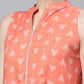 Ahalyaa Women Orange Pure Cotton Porcian Print Tunic | Swadesiicart