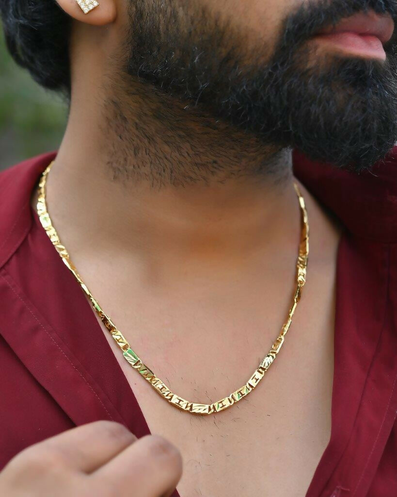VOJ Gold-Polished Self Designed Biscuit Chain | Swadesiicart
