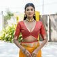 Vishnu Weaves Women's Mustard Raw Silk Zari Woven Saree with Blouse - Swadesiicart