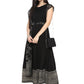 Ahalyaa Women's Black Crepe Printed Kurta With Attached Dupatta | Swadesiicart