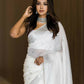 DEIANA'S Beautiful Designer Golden zari Soft Cotton Saree - White - Swadesiicart