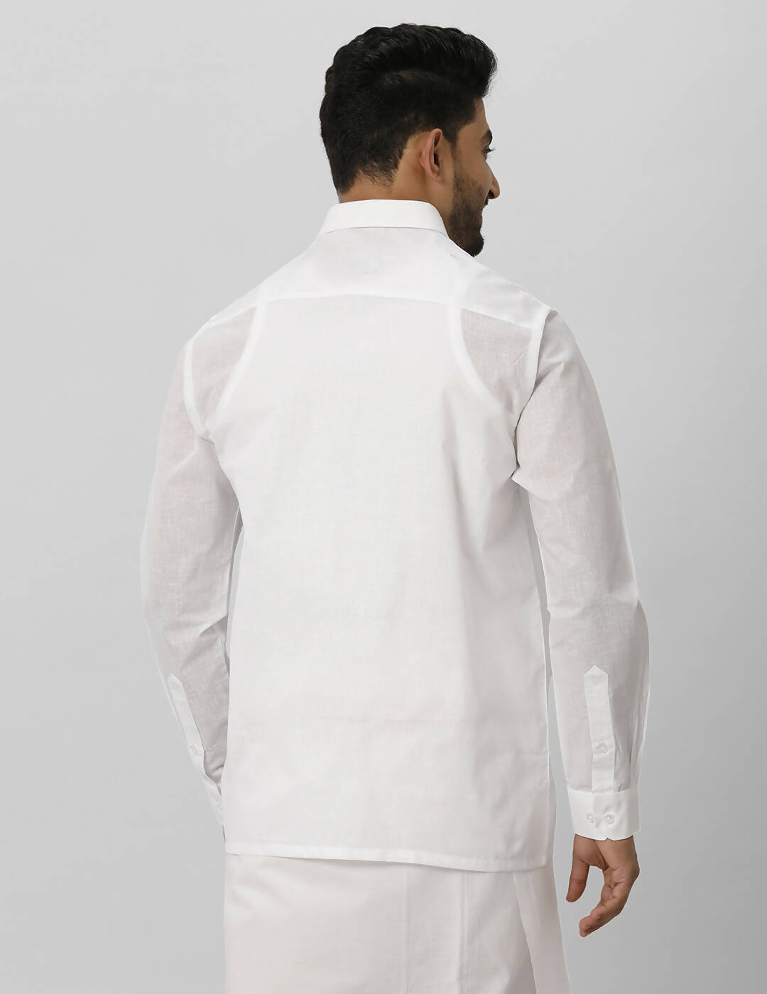 Ramraj Cotton Mens Full Sleeve Formal Poly Cotton White Shirt | Swadesiicart