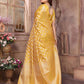 Aastha Fashion Yellow Soft Organza Silk Weaving Saree
