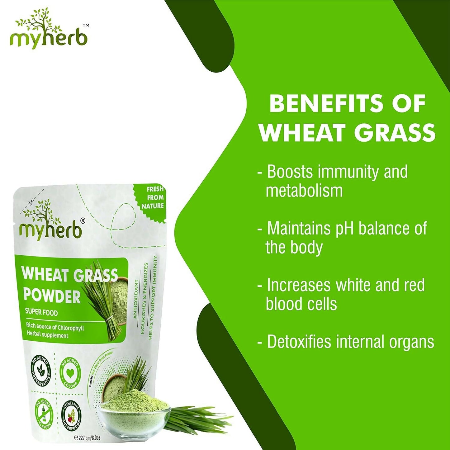 Myherb Natural Organic Wheat Grass Powder - Swadesiicart