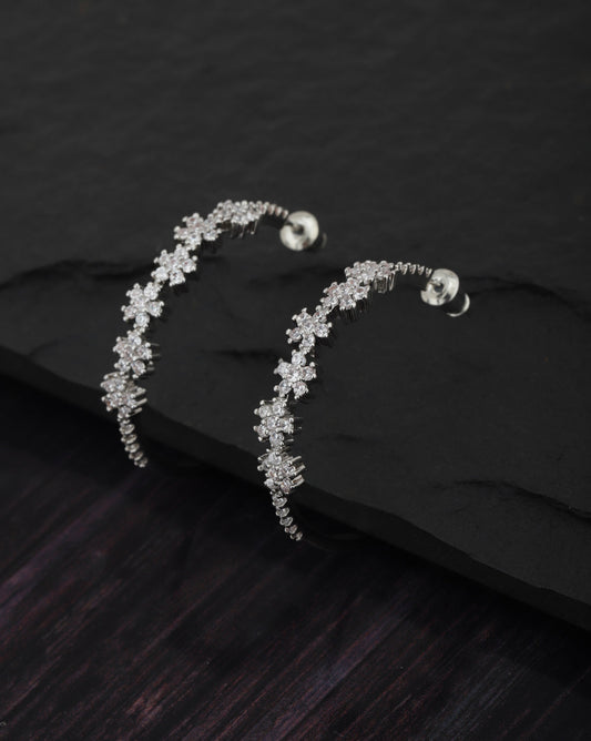 Rhodium Plated Multi-Coloured Cz Ear Cuff Earring For Women - Wahe Jewels - Swadesiicart