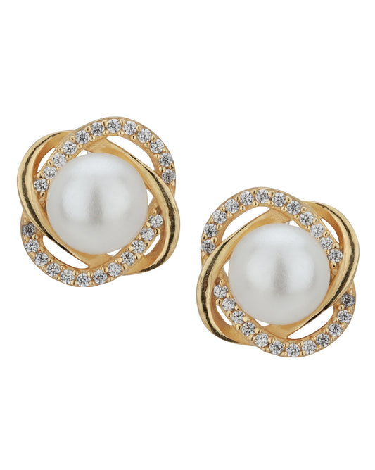 Gold-Polished Oval Ear Hook Earring For Women - Wahe Jewels - Swadesiicart