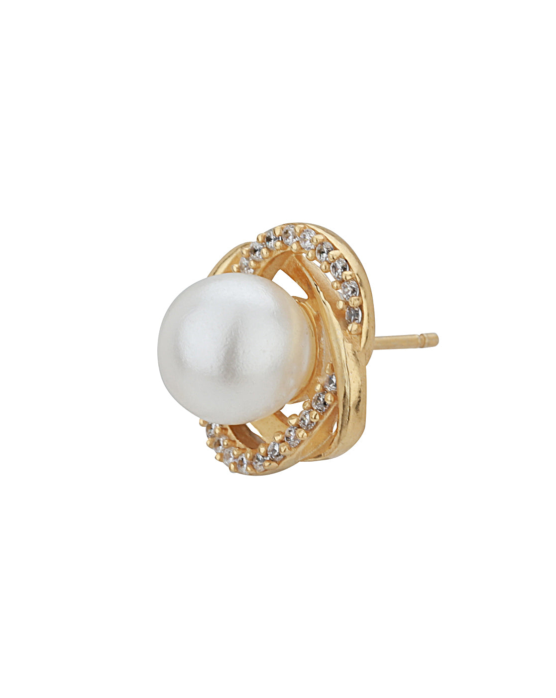 Gold-Polished Oval Ear Hook Earring For Women - Wahe Jewels - Swadesiicart