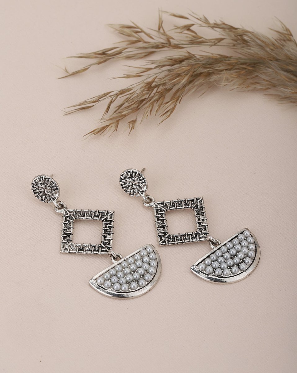 925 Sterling Silver Rhodium Plated Contemporary Stud Earring - Wahe Jewels - Swadesiicart