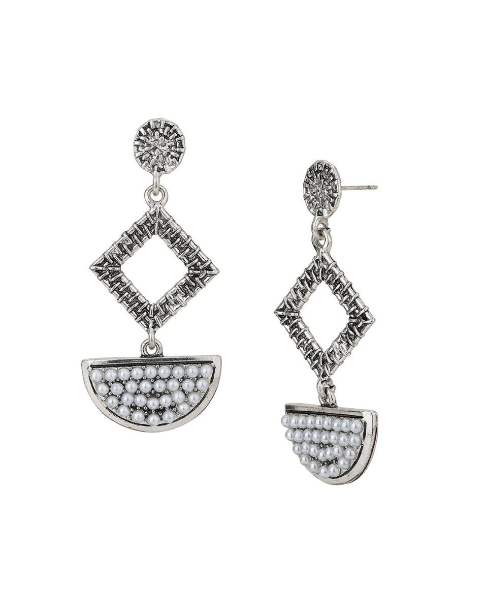 925 Sterling Silver Rhodium Plated Contemporary Stud Earring - Wahe Jewels - Swadesiicart