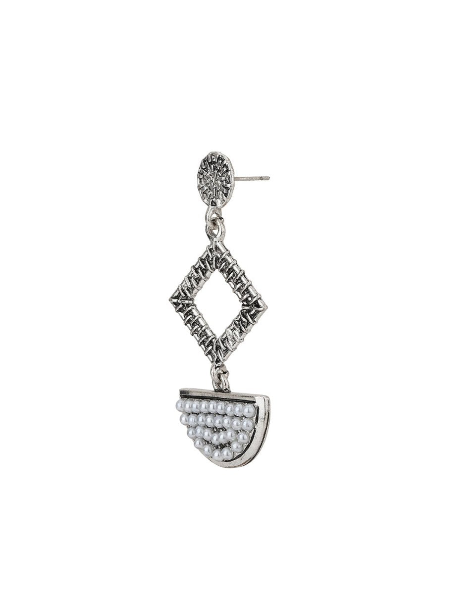 925 Sterling Silver Rhodium Plated Contemporary Stud Earring - Wahe Jewels - Swadesiicart