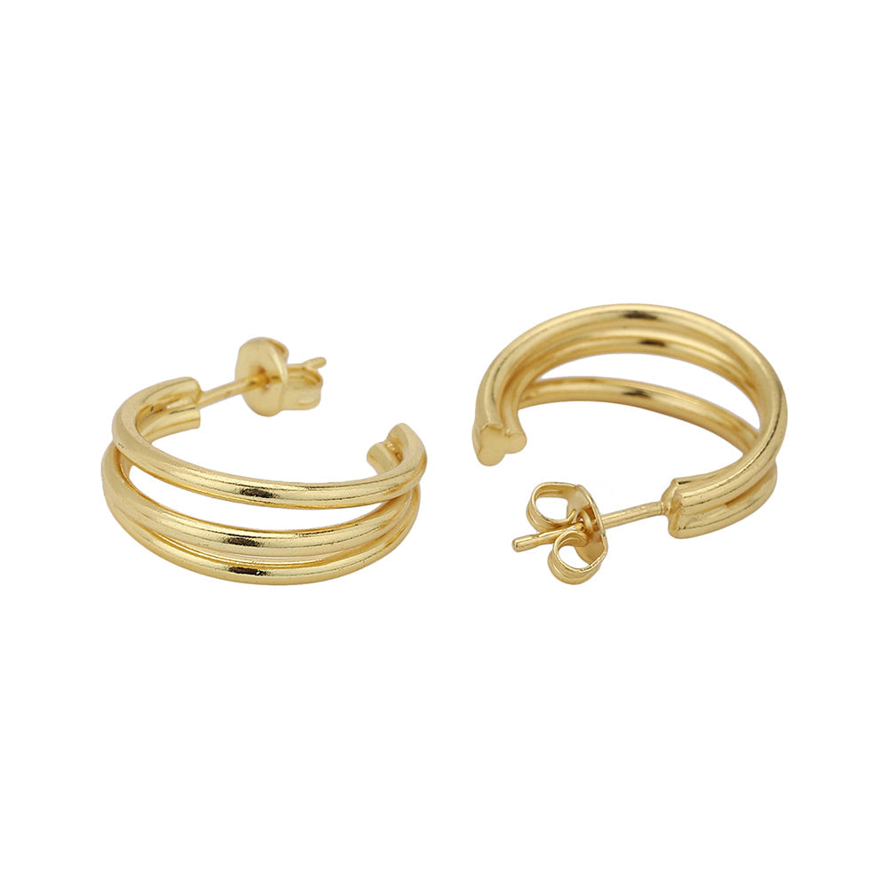 Women'S Gold Western Brass Na Post And Back Gold-Polished Single Gold - Toned Contemporary Half Hoop Earrings - Wahe Jewels - Swadesiicart