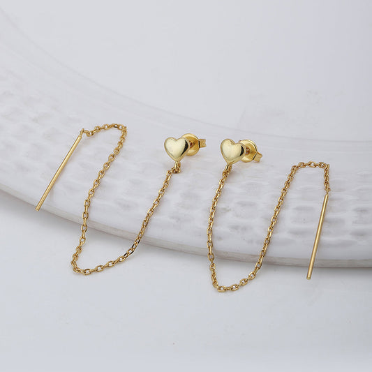Women'S Gold Western Brass Na Post And Back Gold-Polished Single Heart Shaped Drop Earrings - Wahe Jewels - Swadesiicart