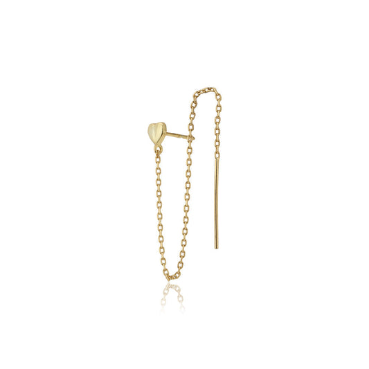 Women'S Gold Western Brass Na Post And Back Gold-Polished Single Heart Shaped Drop Earrings - Wahe Jewels - Swadesiicart